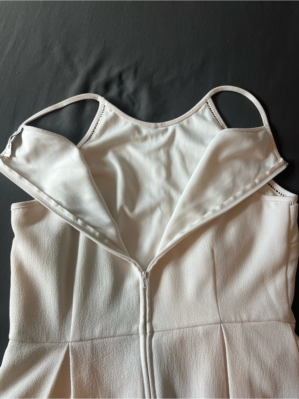 Minimalist Sleeveless Cream Fit-and-Flare Mini Dress - Picture 6 of 7
